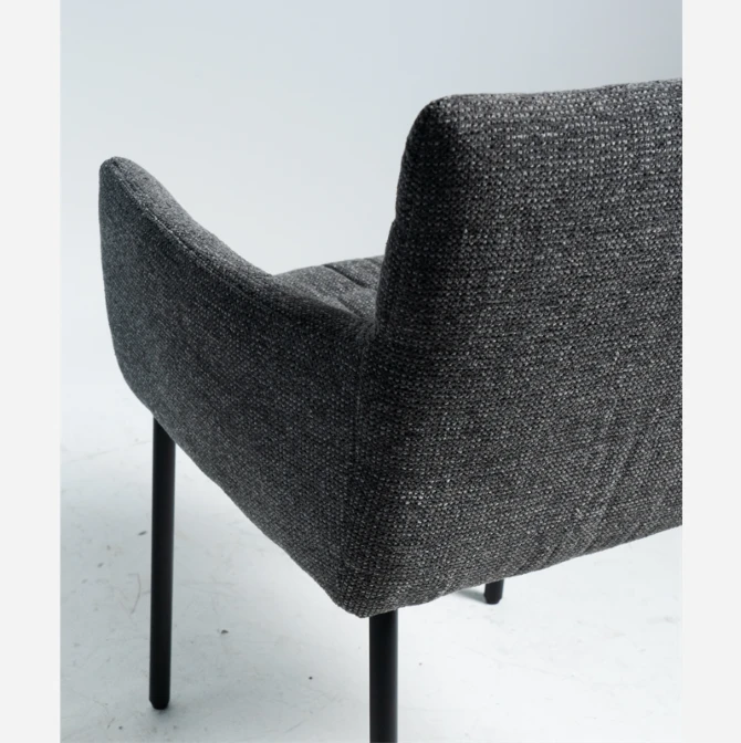 Round tube with armrest Upholstered Fabric dining chair price